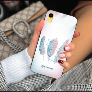 ETUI BLACK CASE GLASS NA TELEFON APPLE IPHONE XR PIÓRA BOHO