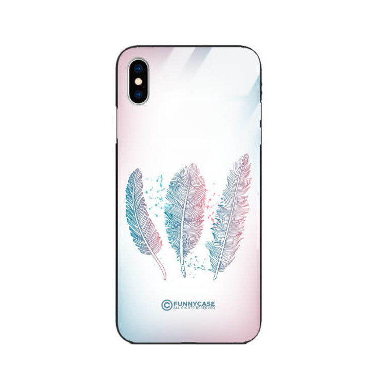 ETUI BLACK CASE GLASS NA TELEFON APPLE IPHONE XS PIÓRA BOHO