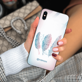 ETUI BLACK CASE GLASS NA TELEFON APPLE IPHONE XS PIÓRA BOHO