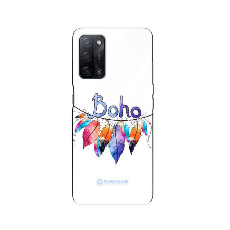 ETUI BLACK CASE GLASS NA TELEFON OPPO A55 PIÓRA ETNO