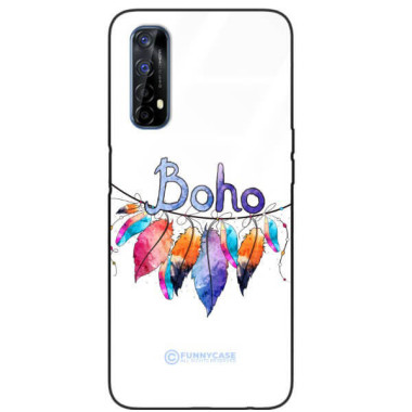 ETUI BLACK CASE GLASS NA TELEFON REALME 7 PIÓRA ETNO