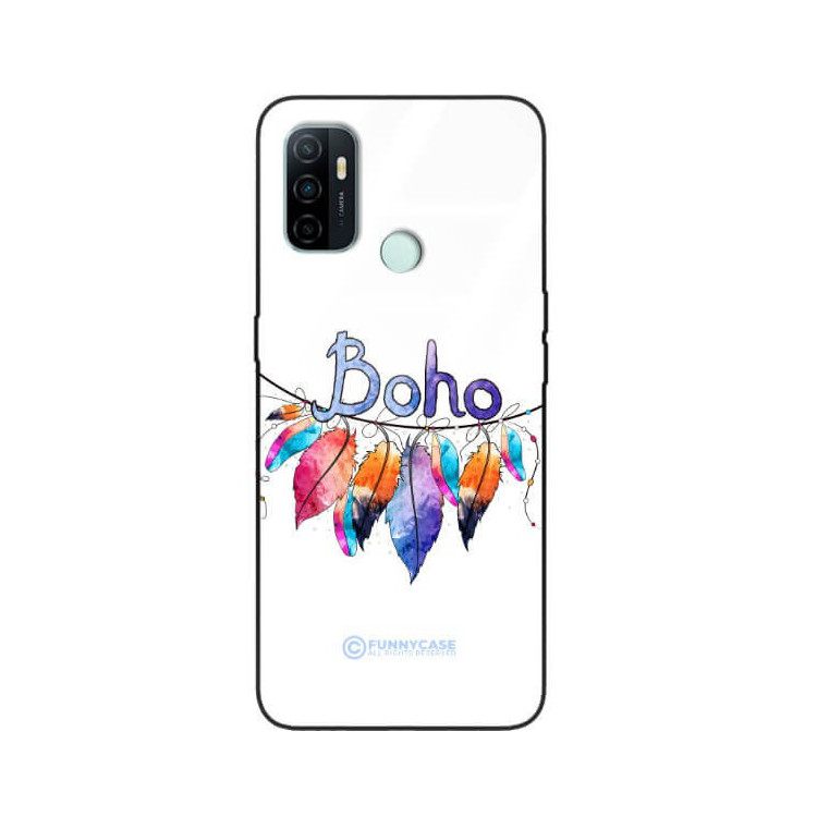 ETUI BLACK CASE GLASS NA TELEFON OPPO A33 PIÓRA ETNO