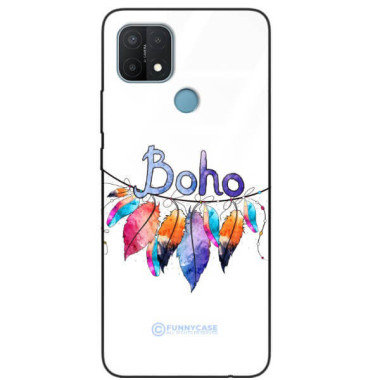 ETUI BLACK CASE GLASS NA TELEFON OPPO A15 / A15s / A35 PIÓRA ETNO