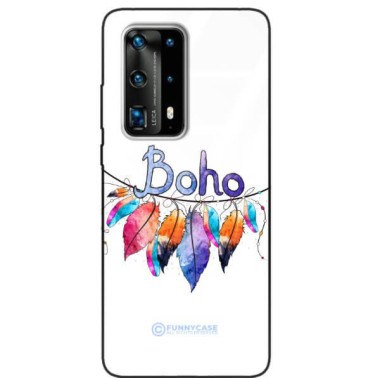 ETUI BLACK CASE GLASS NA TELEFON HUAWEI P40 PRO PLUS PIÓRA ETNO