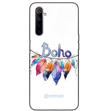 ETUI BLACK CASE GLASS NA TELEFON REALME 6 PIÓRA ETNO