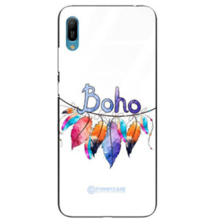 ETUI BLACK CASE GLASS NA TELEFON HUAWEI Y6 2019 PIÓRA ETNO