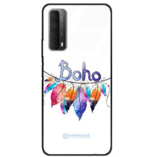 ETUI BLACK CASE GLASS NA TELEFON HUAWEI P SMART 2021 / Y7a PIÓRA ETNO