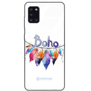 ETUI BLACK CASE GLASS NA TELEFON SAMSUNG GALAXY A31 PIÓRA ETNO