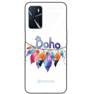 ETUI BLACK CASE GLASS NA TELEFON OPPO A16 / A16S PIÓRA ETNO