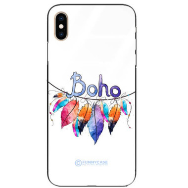 ETUI BLACK CASE GLASS NA TELEFON APPLE IPHONE XS MAX PIÓRA ETNO