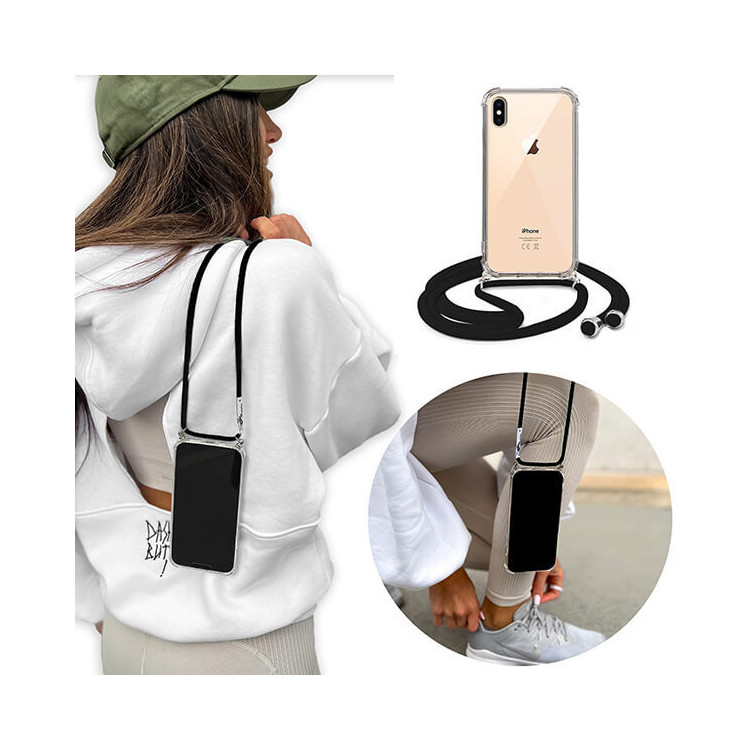 Crossbody Etui do APPLE IPHONE XS MAX Ochronne Czarny Sznurek