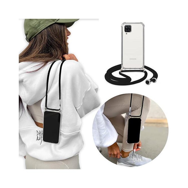 Crossbody Etui do SAMSUNG GALAXY A12 Ochronne Czarny Sznurek