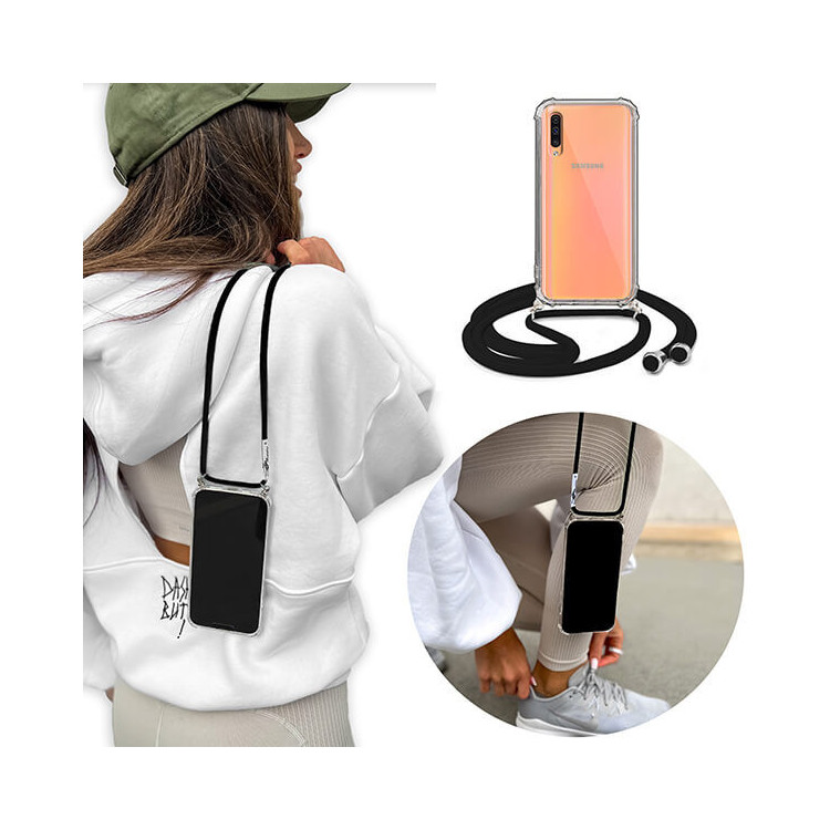 Crossbody Etui do SAMSUNG GALAXY A50 Ochronne Czarny Sznurek