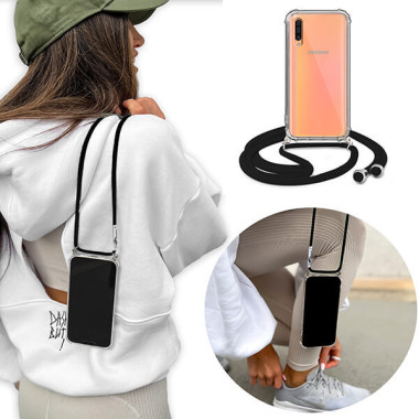 Crossbody Etui do SAMSUNG GALAXY A50 Ochronne Czarny Sznurek