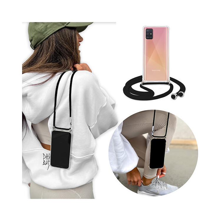 Crossbody Etui do SAMSUNG GALAXY A51 Ochronne Czarny Sznurek