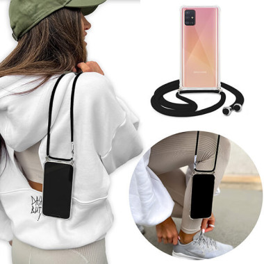 Crossbody Etui do SAMSUNG GALAXY A51 Ochronne Czarny Sznurek