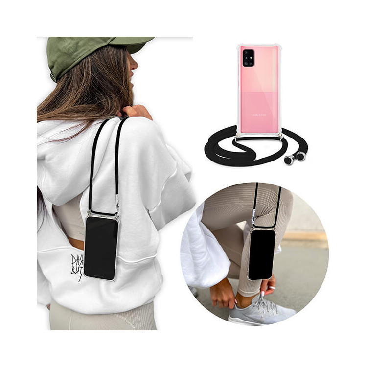 Crossbody Etui do SAMSUNG GALAXY A51 5G Ochronne Czarny Sznurek