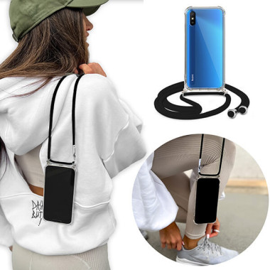 Crossbody Etui do XIAOMI REDMI 9A Ochronne Czarny Sznurek