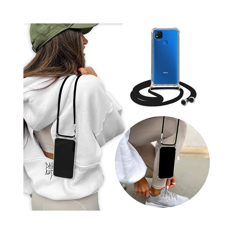 Crossbody Etui do XIAOMI REDMI 9C Ochronne Czarny Sznurek