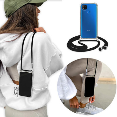 Crossbody Etui do XIAOMI REDMI 9C Ochronne Czarny Sznurek