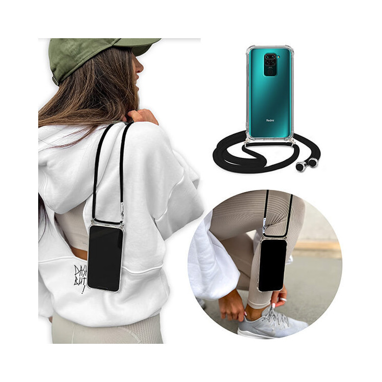 Crossbody Etui do XIAOMI REDMI NOTE 9 Ochronne Czarny Sznurek