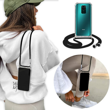 Crossbody Etui do XIAOMI REDMI NOTE 9 Ochronne Czarny Sznurek