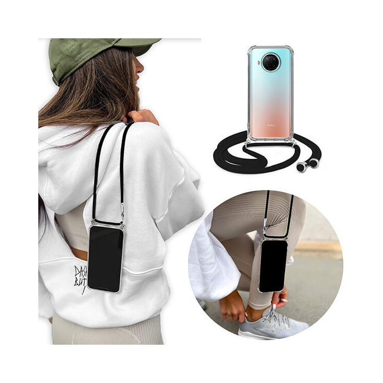 Crossbody Etui do XIAOMI REDMI NOTE 9 5G Ochronne Czarny Sznurek