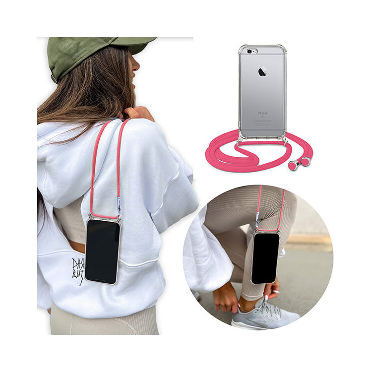 Crossbody Etui do APPLE IPHONE 6 Ochronne Różowy Sznurek