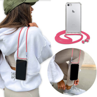 Crossbody Etui do APPLE IPHONE 7 / 8 / SE2 Ochronne Różowy Sznurek