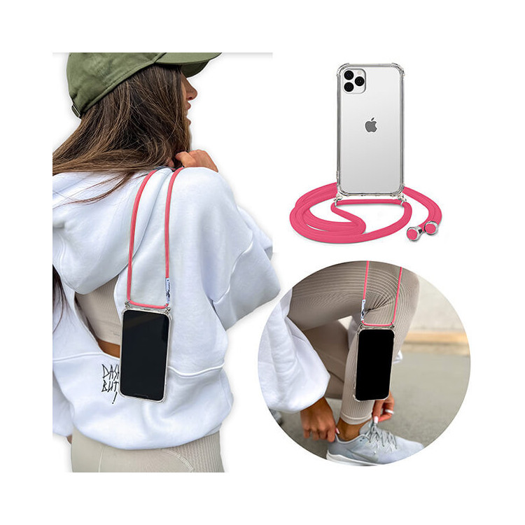 Crossbody Etui do APPLE IPHONE 11 PRO Ochronne Różowy Sznurek