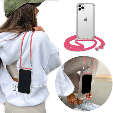 Crossbody Etui do APPLE IPHONE 11 PRO Ochronne Różowy Sznurek