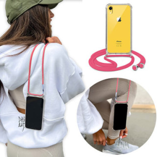 Crossbody Etui do APPLE IPHONE XR Ochronne Różowy Sznurek