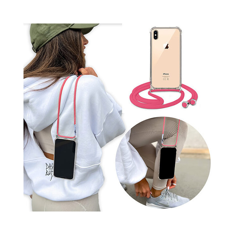 Crossbody Etui do APPLE IPHONE XS MAX Ochronne Różowy Sznurek