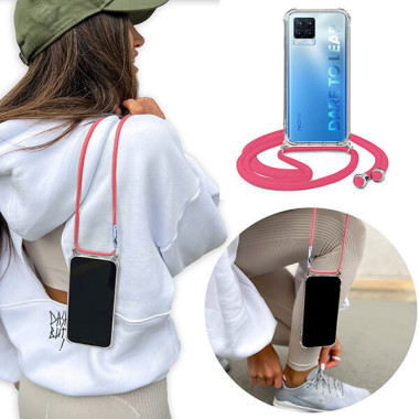 Crossbody Etui do REALME 8 / 8 PRO Ochronne Różowy Sznurek