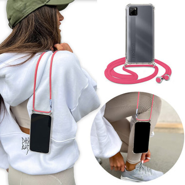 Crossbody Etui do REALME C11 Ochronne Różowy Sznurek