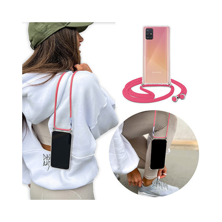 Crossbody Etui do SAMSUNG GALAXY A51 Ochronne Różowy Sznurek