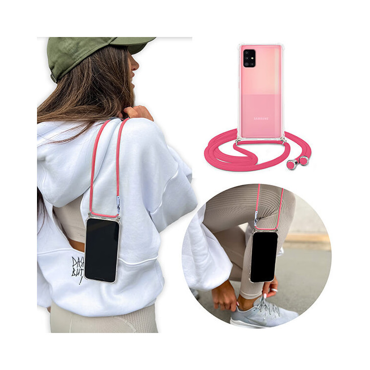 Crossbody Etui do SAMSUNG GALAXY A51 5G Ochronne Różowy Sznurek