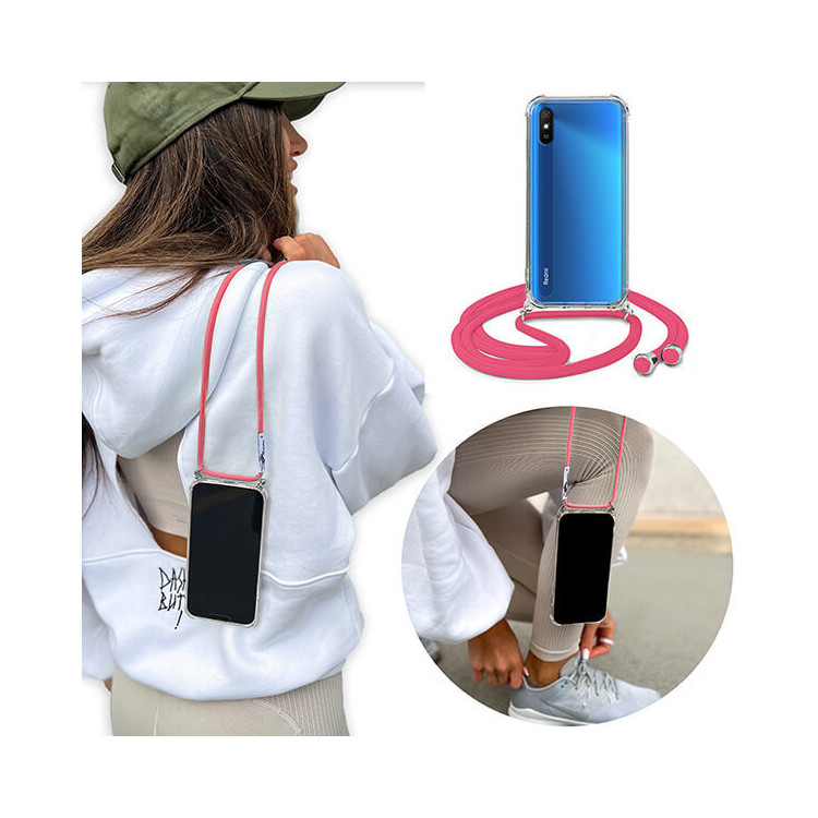 Crossbody Etui do XIAOMI REDMI 9A Ochronne Różowy Sznurek