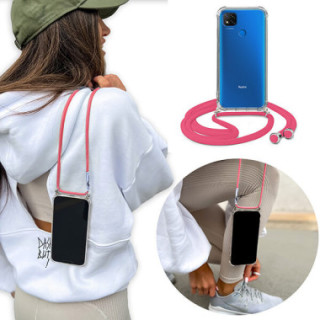 Crossbody Etui do XIAOMI REDMI 9C Ochronne Różowy Sznurek