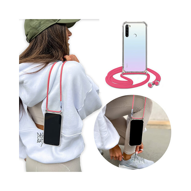 Crossbody Etui do XIAOMI REDMI NOTE 8T Ochronne Różowy Sznurek