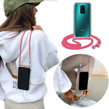 Crossbody Etui do XIAOMI REDMI NOTE 9 Ochronne Różowy Sznurek