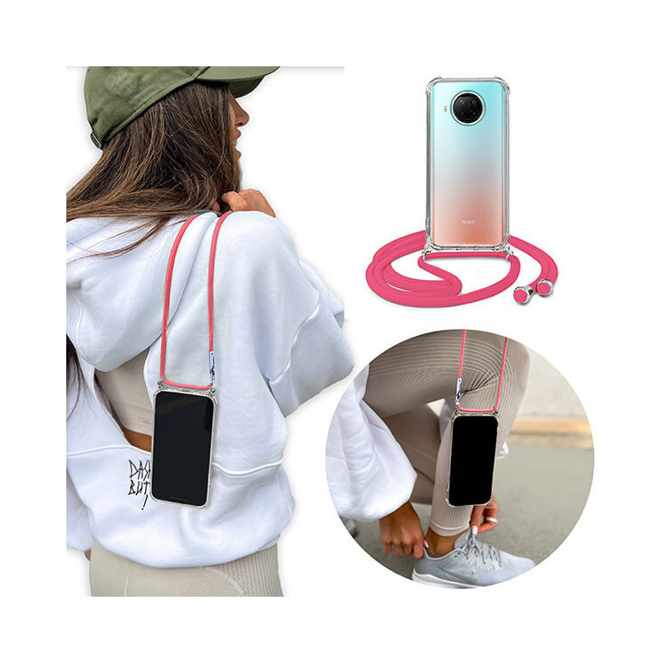 Crossbody Etui do XIAOMI REDMI NOTE 9 5G Ochronne Różowy Sznurek