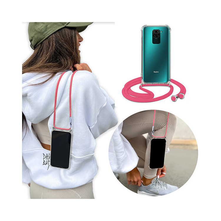 Crossbody Etui do XIAOMI REDMI NOTE 9 PRO Ochronne Różowy Sznurek