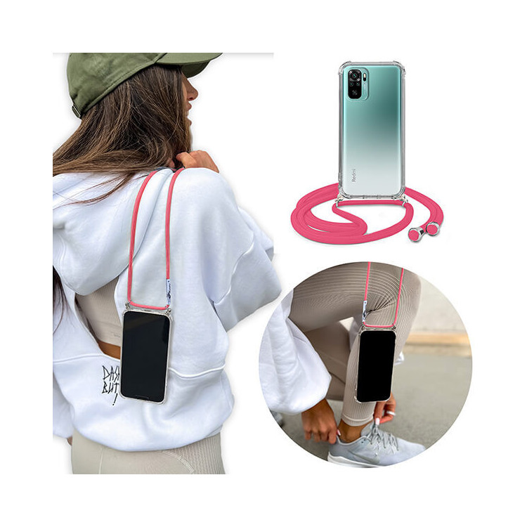 Crossbody Etui do XIAOMI REDMI NOTE 10S Ochronne Różowy Sznurek