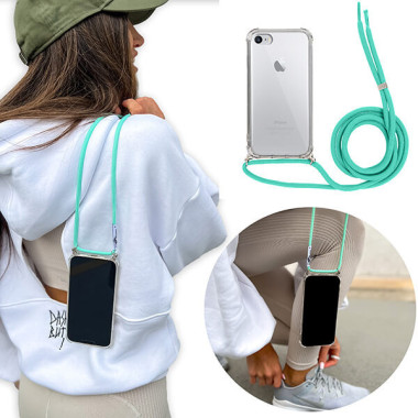 Crossbody Etui do APPLE IPHONE 7 / 8 / SE2 Ochronne Turkusowy Sznurek