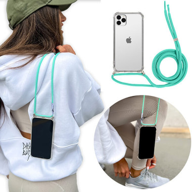 Crossbody Etui do APPLE IPHONE 11 PRO MAX Ochronne Turkusowy Sznurek