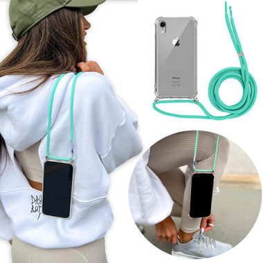 Crossbody Etui do APPLE IPHONE XR Ochronne Turkusowy Sznurek