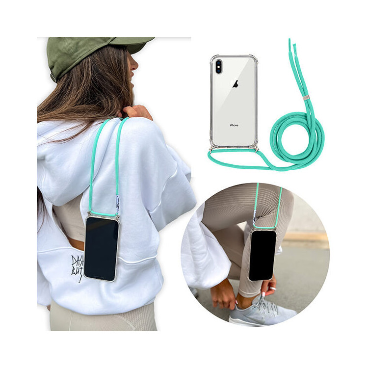 ETUI CROSSBODY NA TELEFON APPLE IPHONE XS TURKUSOWY