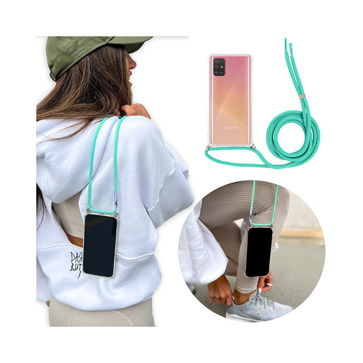 Crossbody Etui do SAMSUNG GALAXY A51 Ochronne Turkusowy Sznurek