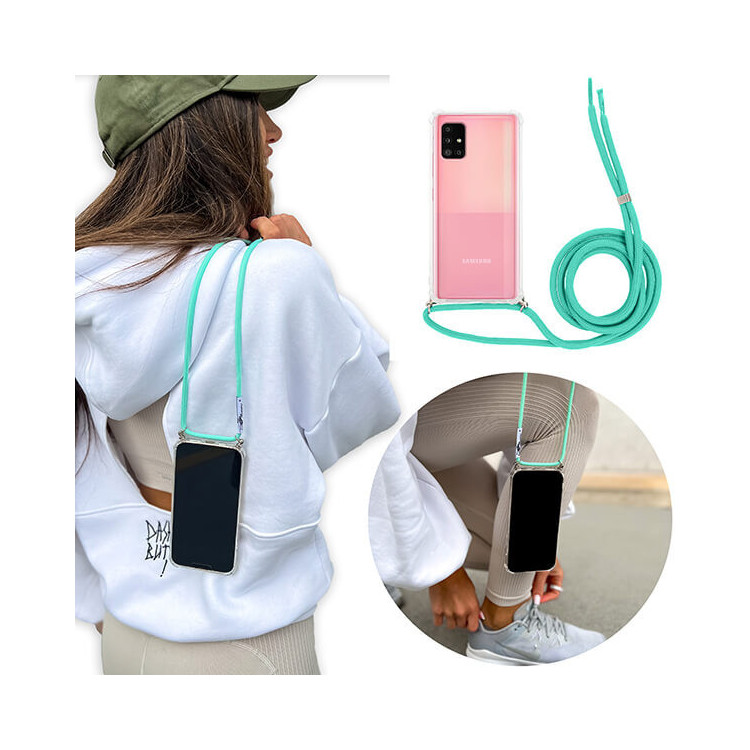 Crossbody Etui do SAMSUNG GALAXY A51 5G Ochronne Turkusowy Sznurek